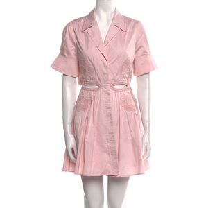 Self Portrait Dress Collar Pastel Pink Short Sleeve Cutout Small 4 6 Button Down